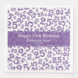 Serviette En Papier Âge 25 Nombre aléatoire Motif pourpre/blanc