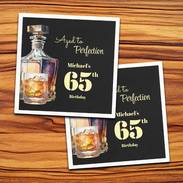 Serviette En Papier Aged to Perfection Men's 65th Whiskey Birthday  (Créateur téléchargé)