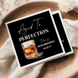 Serviette En Papier Aged To Perfection Whisky Glass Birthday Party