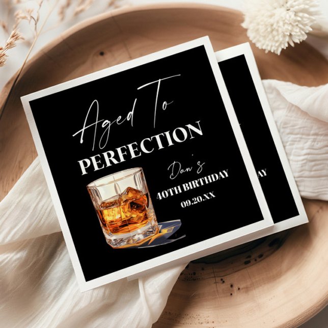 Serviette En Papier Aged To Perfection Whisky Glass Birthday Party (Créateur téléchargé)