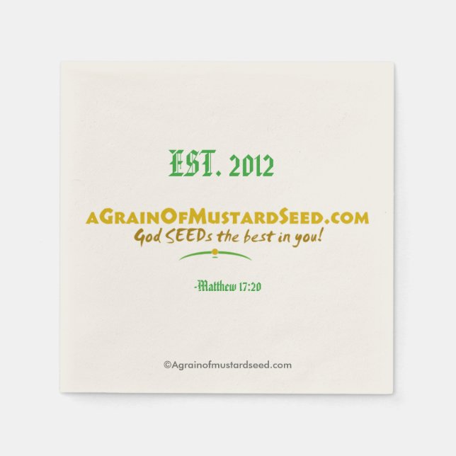 Serviette En Papier Agrainofmustardseed.com EST 2012 (Devant)