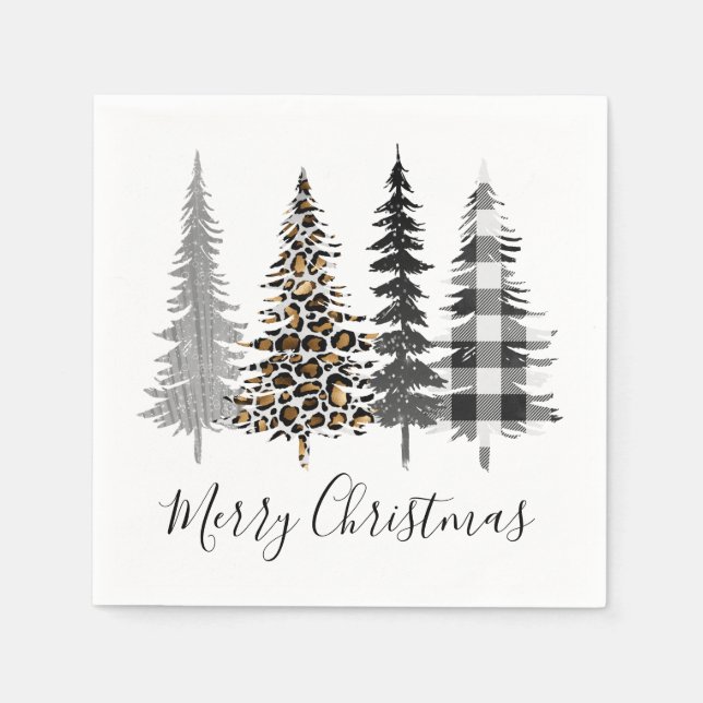 Serviette En Papier Agritourisme moderne arbres de Noël (Devant)