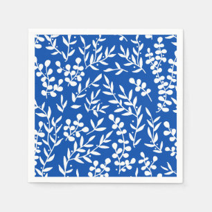 Serviette En Papier Agritourisme simple motif floral bleu