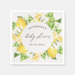 Serviette En Papier agrumes citron fleur baby shower monogramme