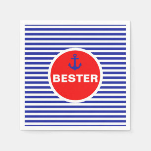 Serviette En Papier Ahoy ! Ancres nautiques Sailor Party