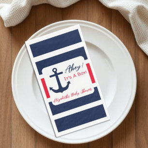 Serviette En Papier Ahoy C'est un garçon ! Baby shower nautique