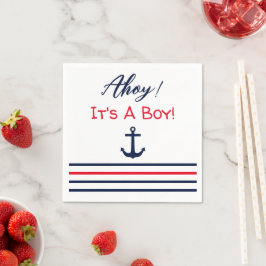 Serviette En Papier Ahoy C'est un garçon ! Baby shower nautique