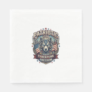 Serviette En Papier Aï Patriotique Liberté Loup Cyberpunk Avenir Liber