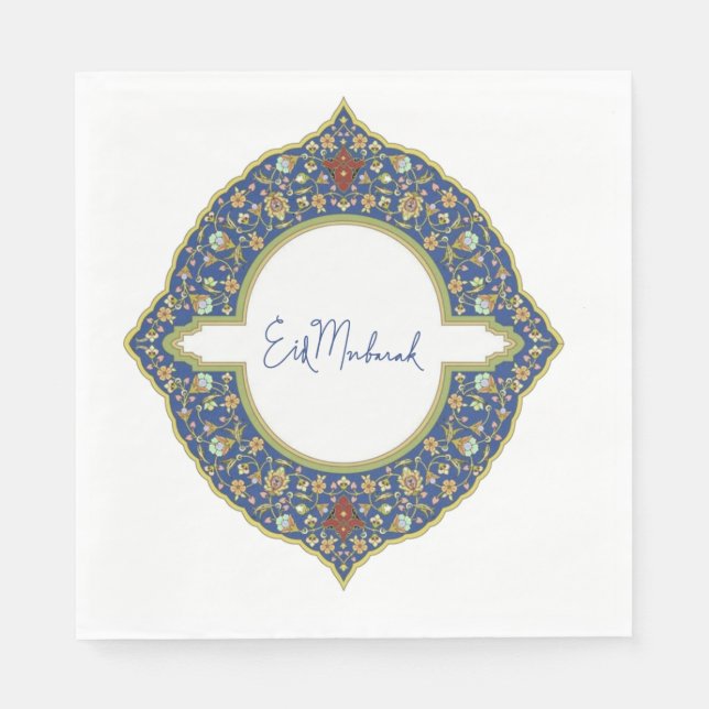 Serviette En Papier Aïd Moubarak bleu (Devant)
