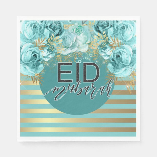 Serviette En Papier Aïd Turquoise Floral Napkin (Devant)