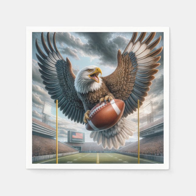 Serviette En Papier Aigle Bald Scoring a Touchdown (Devant)