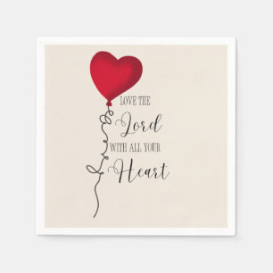 Serviette En Papier Aime le Seigneur & Ballon en forme de cœur