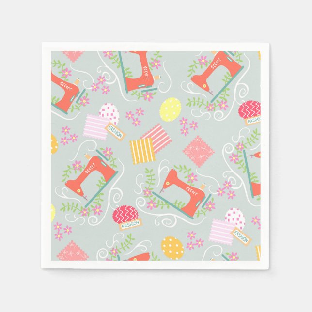 Serviette En Papier Aimer Coudre Gris (Devant)