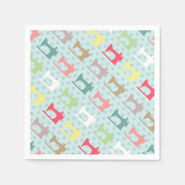 Serviette En Papier Aimer Machine à coudre bleu (Devant)