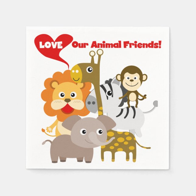 Serviette En Papier Aimez nos amis animaux (Devant)