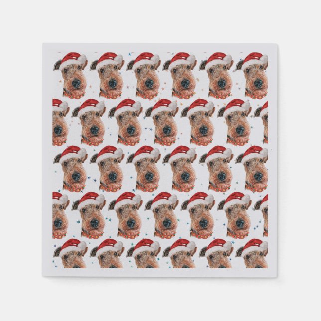 Serviette En Papier Airedale Terrier Chien race Noël (Devant)