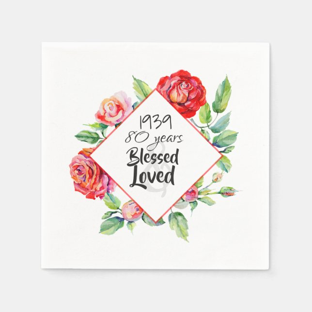 Serviette En Papier AJOUTER Année de naissance Âge Cadeau d'anniversai (Devant)