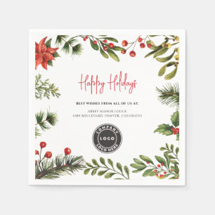 Serviette En Papier Ajouter Business Logo Mistletoe Fêtes de Noël