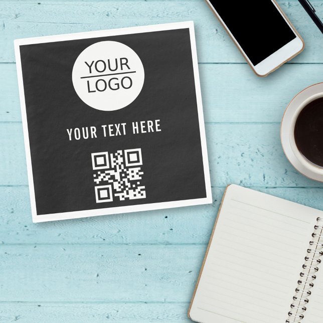 Serviette En Papier Ajouter un logo QR Code texte personnalisé Promoti (Créateur téléchargé)