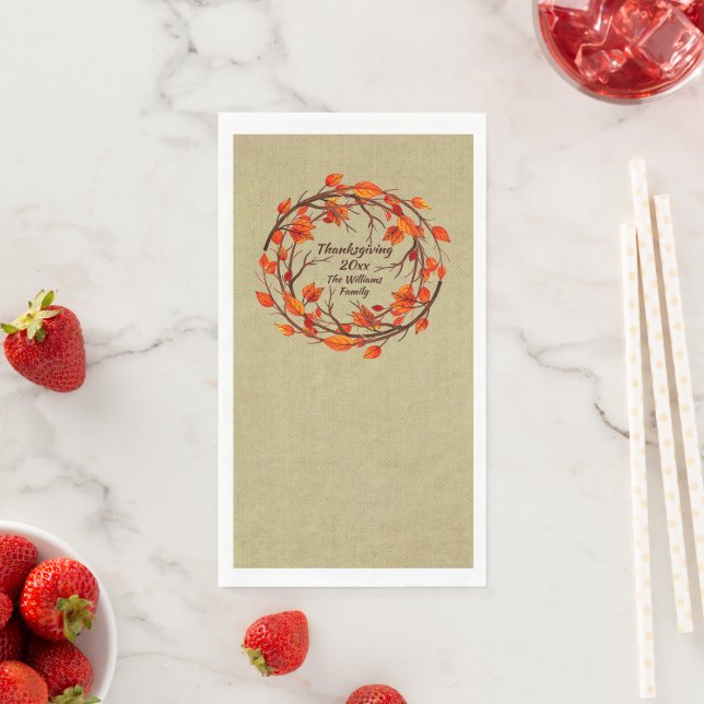 Serviette En Papier Ajouter un nom Correspondant Thanksgiving Automne  (En situation)