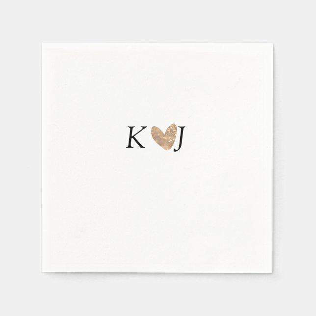 Serviette En Papier Ajouter une lettre de nom mariage or coeur parties (Devant)