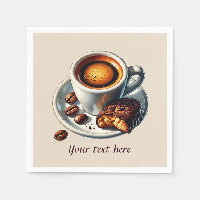 Serviette En Papier Ajouter votre café texte (Devant)