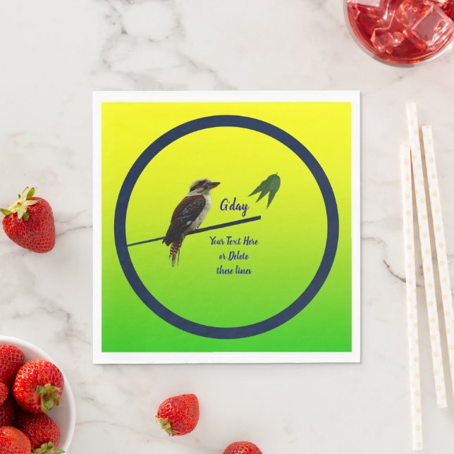 Serviette En Papier Ajouter Votre Texte, Kookaburra Australian Party (En situation)