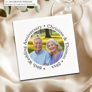 Serviette En Papier Ajoutez votre propre photo de couple 60e anniversa