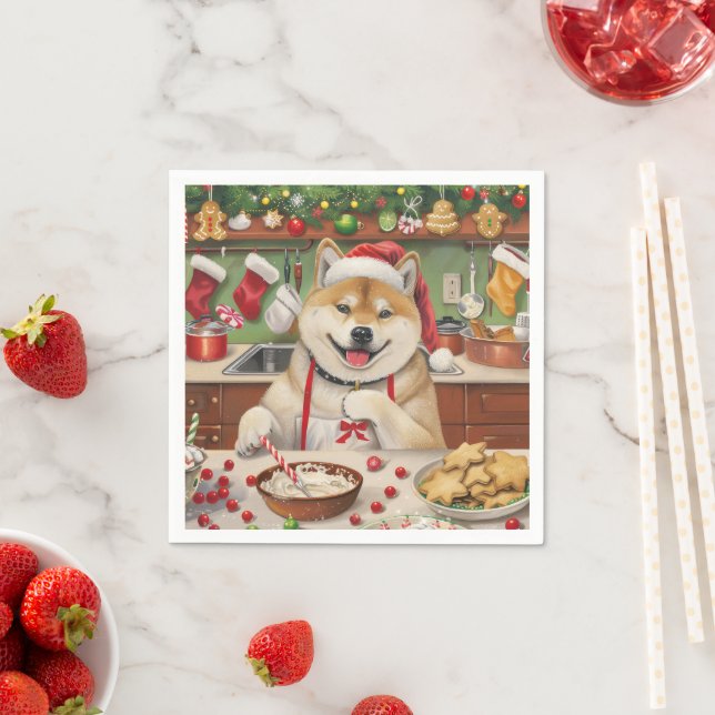 Serviette En Papier Akita Gâteau de Noël Festif (En situation)