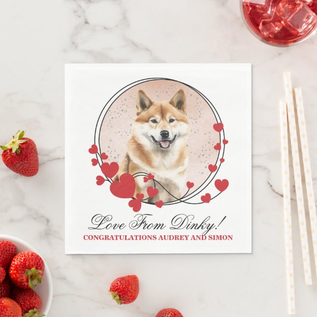 Serviette En Papier Akita Inu Mariage Red Heart Mariage photo de chien (En situation)
