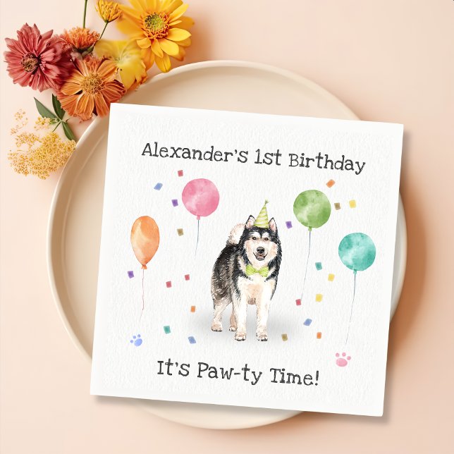 Serviette En Papier Alaskan Malamute Chien fête d'anniversaire (Créateur téléchargé)