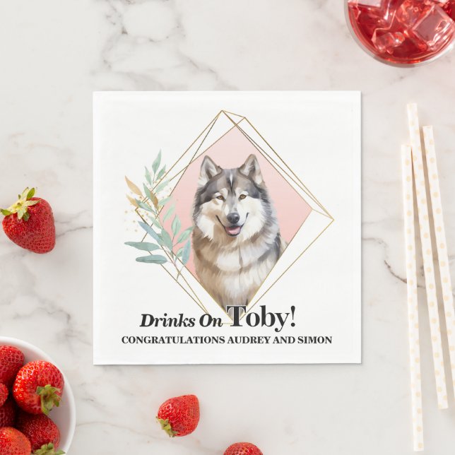 Serviette En Papier Alaskan Malamute Chien Photo Mariage (En situation)