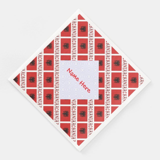 Serviette En Papier Albanais Drapeau Carrelé Rouge Personnalisé (Coin)