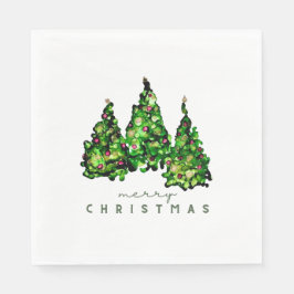 Serviette En Papier Alcohol Ink Design Christmas Tree Holiday Napkins
