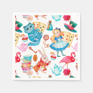 Serviette En Papier Alice au pays des merveilles Aquarelle