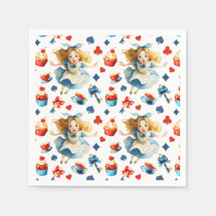 Serviette En Papier Alice au pays des MERVEILLES Motif de fête Anniver