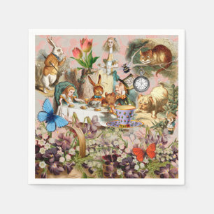 Serviette En Papier Alice au pays des merveilles Tea Party Art