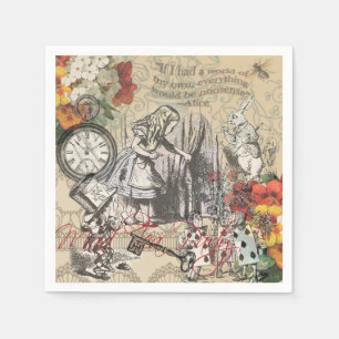 Serviette En Papier Alice Aventures Merveilleux Rideau Classique Art