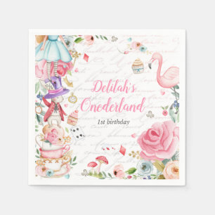 Serviette En Papier Alice dans l'Onederland 1er anniversaire Mad Tea P
