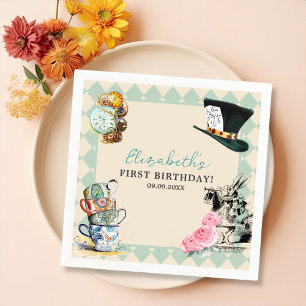 Serviette En Papier Alice dans l'Onederland Mad Tea 1ère fête d'annive