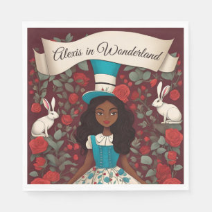 Serviette En Papier Alice noire au pays des merveilles