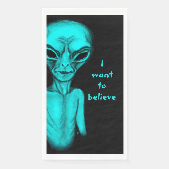 Serviette En Papier Alien, je veux croire (Devant)