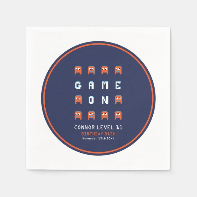 Serviette En Papier Aliens monstres orange jeu vidéo jeu d'anniversair (Devant)