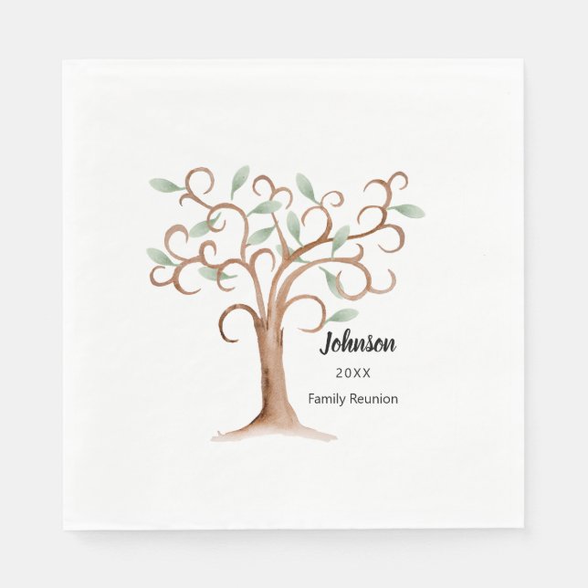 Serviette En Papier Aliments Family Tree Napkin Reunion Party (Devant)