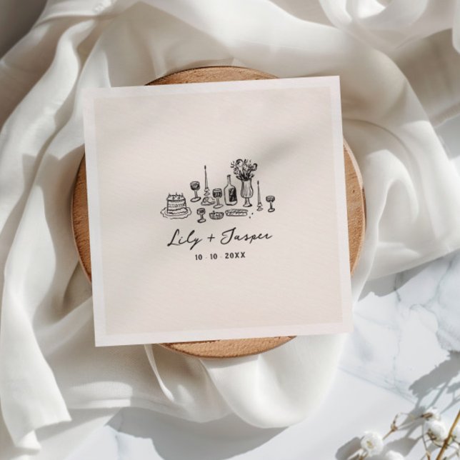 Serviette En Papier Aliments Mariages tirés à la main (Créateur téléchargé)