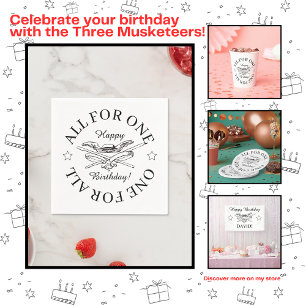 Serviette En Papier All for One for All Musketeer Joyeux anniversaire
