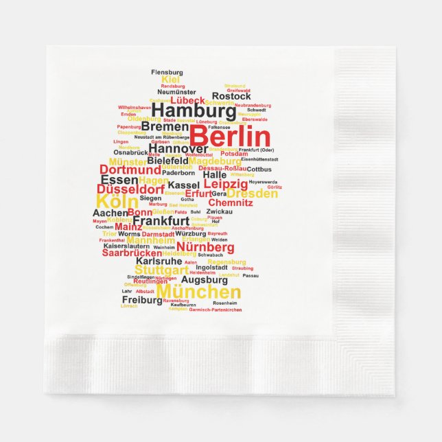 Serviette En Papier Allemagne Carte Silhouette Villes Drapeau Berlin T (Devant)
