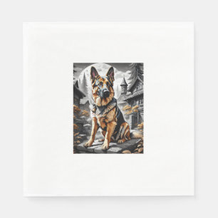 Serviette En Papier Allemand Berger Chien Tête Portrait Amoureux des c