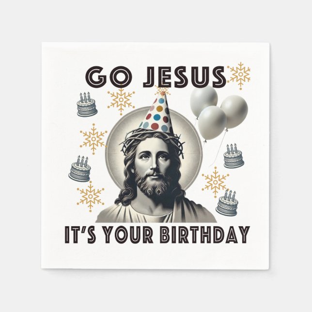 Serviette En Papier Allez Jésus, c'est ton anniversaire (Devant)