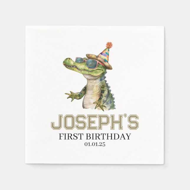Serviette En Papier Alligator Party Invitation Invitation pool party (Devant)